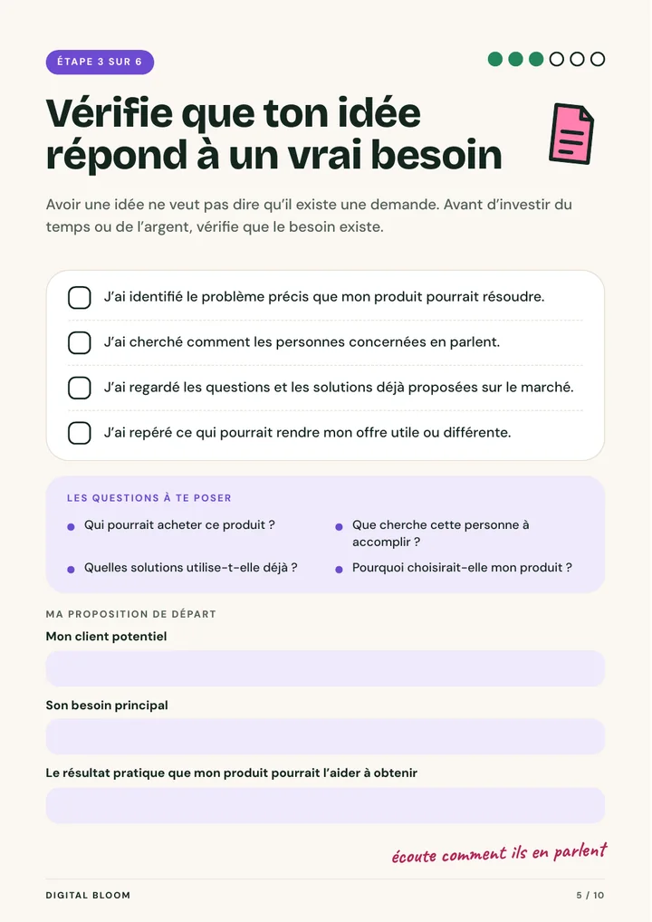Étape 3 de la checklist.